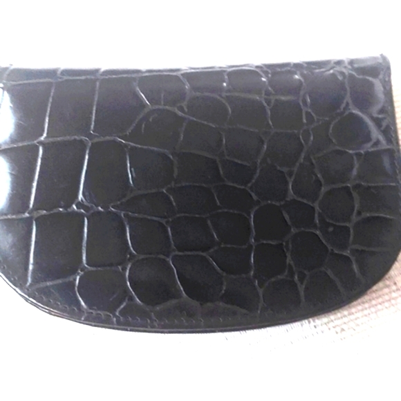 Talbots Black Croco Embossed Zip change purse - Picture 3 of 9